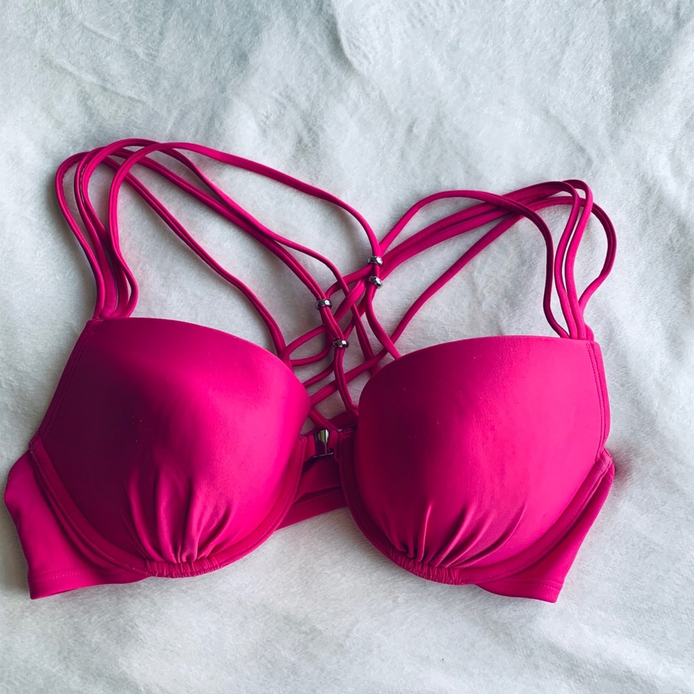 Aerie Hot Pink Strappy Bikini Top